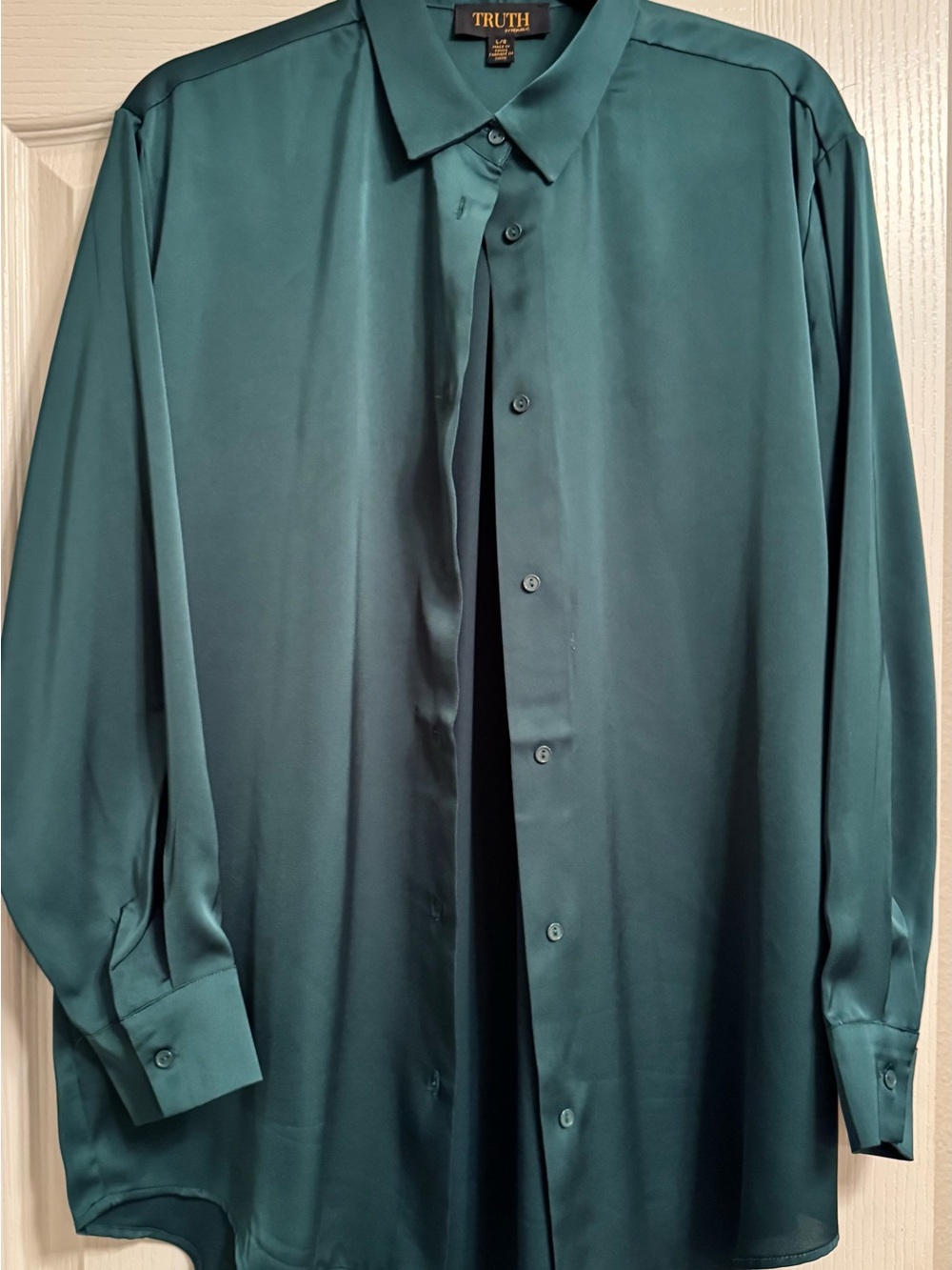 Truth Forrest Green Satin Button-Down Shirt